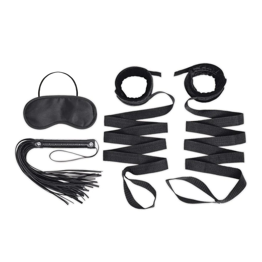 Lux Fetish 4PC Bondage Bed Strap & Flogger Kit 束縛床帶和皮鞭 4件套