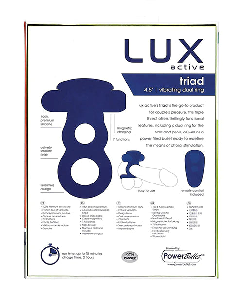 Lux Active – Triad – 4.5" 雙圈震動環 – Remote Included