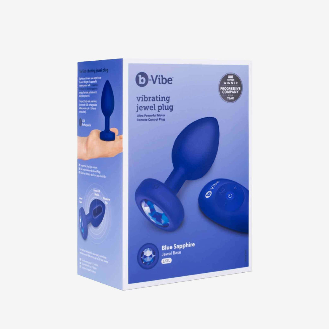 B-VIBE VIBRATING JEWEL PLUG遙控震動寶藍色寶石後庭塞 L/XL