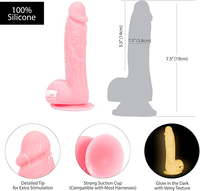 Addiction Brandon Silicone Realistic Dildo With Balls Glow In The Dark